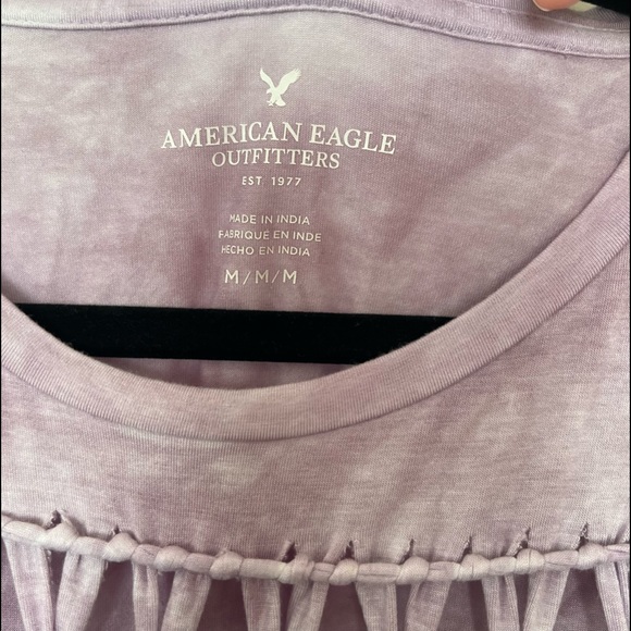 American Eagle t shirt with cut out knotted design. Light purple tie dye. Medium - Picture 5 of 5